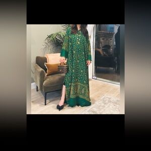 Green Shawl Kaftan - Pakistani dress